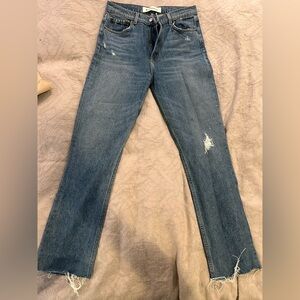 Distressed Blue Jeans